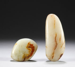 A pair of raw stones for Hotan Jade seed in the Qing Dynasty