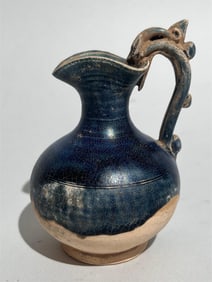 Tang Dynasty Blue Glazed Dragon Handle Pot