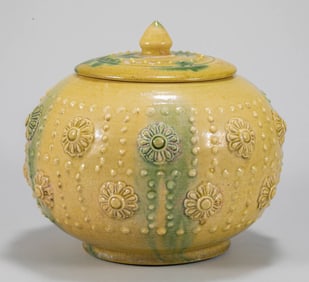 Northern Qi Yellow Glazed Three Color Cap Jar