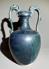 Tang Dynasty Blue Glazed Panlong Vase