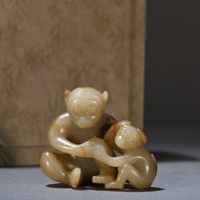 Qing Dynasty White Jade Monkey