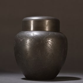 Qing Dynasty tin tea jar