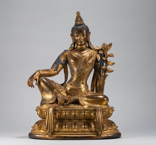 Bronze Gilded Bodhisattva Statue in the Qing Dynasty