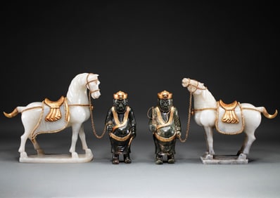 Liao Dynasty White Jade Horse Group 1
