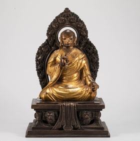 Bronze gilded Arhat statue of the Qing Dynasty