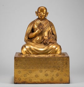 Bronze gilded Arhat statue of the Qing Dynasty