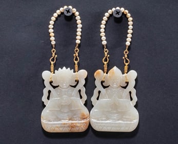 Song Dynasty White Jade Earrings
