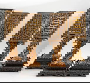 Qing Dynasty Purple Sandalwood Copper Gilded Gold Lamp