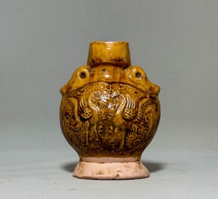 Tang Dynasty Gongxian Kiln - Yellow Glazed Double Series Pot