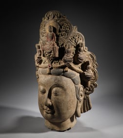 Before the Ming Dynasty, painted stone Buddha heads