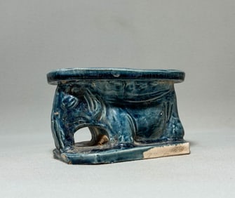 Tang Dynasty - Blue glazed pictographic pillow