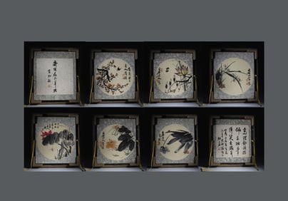 Chinese ink painting, Qi Baishi, paper flower, grass and insect painting box