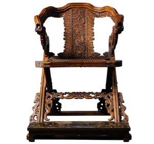 In the Qing Dynasty, Huanghua Pear Wood Dragon Pattern Chair