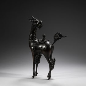In the Qing Dynasty, a copper Kirin incense burner