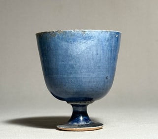 Tang Dynasty - Blue glazed high footed cup
