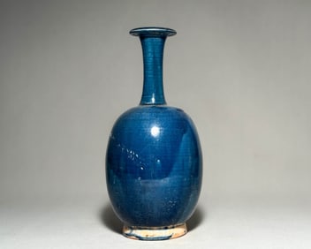 Tang Dynasty - Blue glazed long necked vase