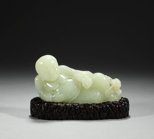 In the Qing Dynasty, Hotan Jade Liu Hai Jin Chan