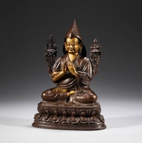 In the Qing Dynasty, bronze gilded protective statues were created