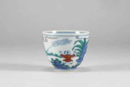 Ming Dynasty Colorful Character Cup