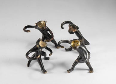 A group of copper bodied monkeys from the Qing Dynasty