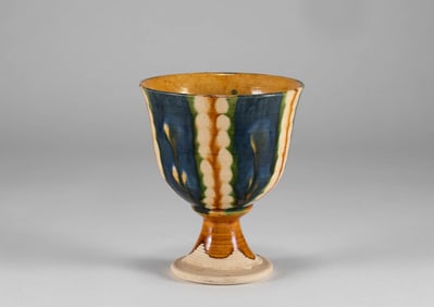 Tang Dynasty tri colored high footed cup