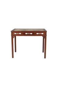 Qing Dynasty mahogany inlaid marble table