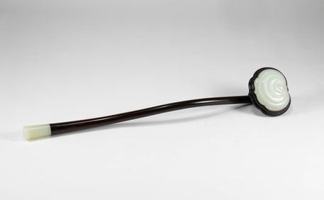 Qing Dynasty Hotan Jade Red Sandalwood Ruyi