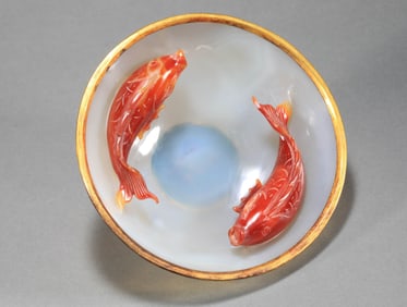 Liao Dynasty Double Fish Agate Plate