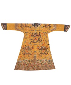 Qing Dynasty silk peacock feather dragon robe