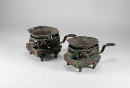 Bronze Four Gods Warm Wine Vessel from the Han Dynasty