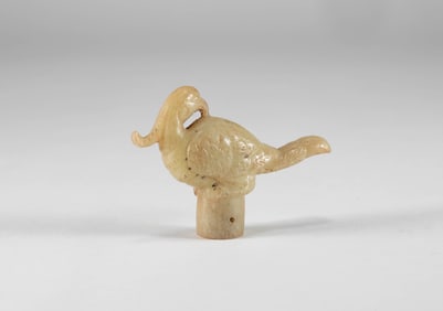 Hetian Jade Bird shaped Buddhist Stick Head of Han Dynasty