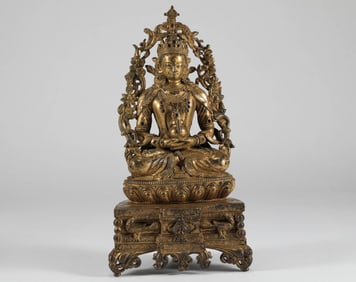 Bronze gilded longevity Buddha from the Qing Dynasty