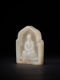 Qing Dynasty white jade Buddhist niche