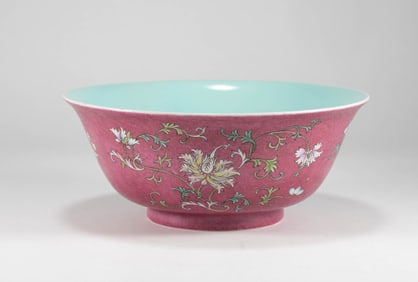 Qing Dynasty Pink Flower Pattern Bowl