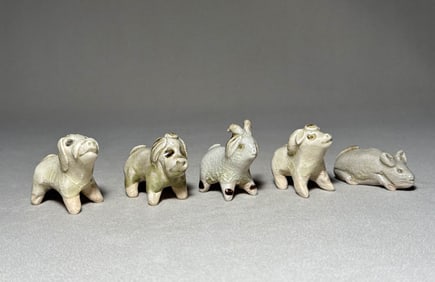 A set of animal ornaments from Xiangzhou Kiln