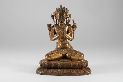 General holder of Ming Dynasty copper gilded diamond