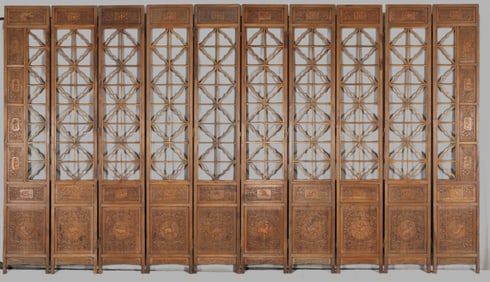 Ten golden nanmu screens from the Qing Dynasty