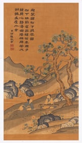 Qing Dynasty Silk Thread Matsushita Listening to Qin Picture