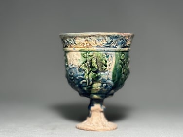 Tang Dynasty Tri colored High footed Cup