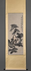 Gaoqifeng Cold Spring Pavilion Double Monkey Drawing Manual Vertical Axis