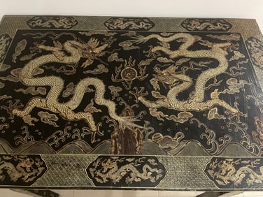 Ming Dynasty linen grey dragon patterned square table