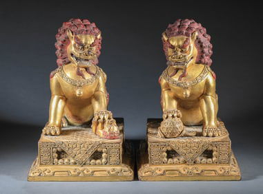 Ming Dynasty Copper Gilded Lion
