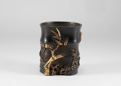 Qing Dynasty copper pen holder