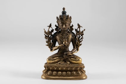 Bronze gilded statue of Bodhisattva from the Qing Dynasty