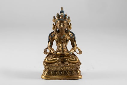 Qing Dynasty Bronze Gilded Infinite Life Buddha