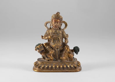 Bronze gilded financial report king statue in the mid Qing Dynasty