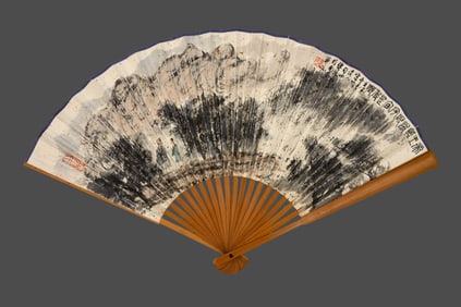 Fu Baoshi character story blueprint folding fan