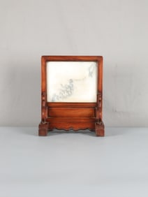 Qing Dynasty Huanghua Pear Embedded Marble Screen