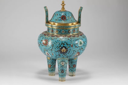 Qing Dynasty cloisonn é three legged stove