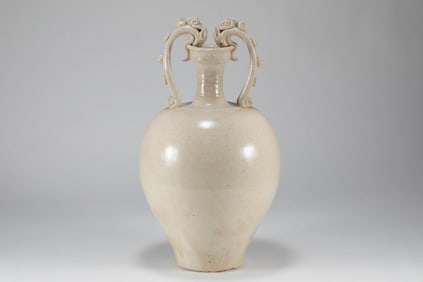 Sui Dynasty White Glazed Double Dragon Handle Pot